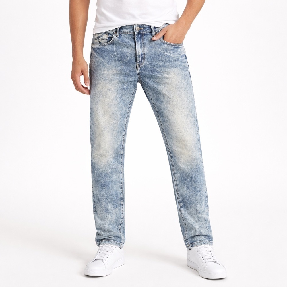 Cultura New York Mens Acid Wash Jeans W34 L30 Distressed Stretch Denim Pants Y2K